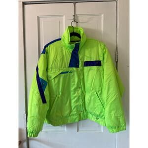 Obermeyer vintage women's 14 neon green ski snowboard coat winter jacket puffy